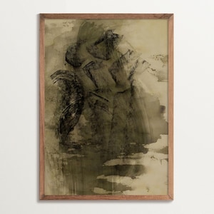 Wabi Sabi Abstrakter Kunstdruck – Minimalistisches Poster mit Struktur, Japanische Tintenoptik für moderne ruhige Räume, Japandi Stil