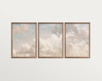 Galerie Wand Set 3 Drucke Wolken, Panorama Landschaftsbild