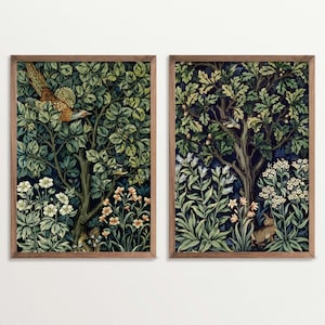 Set di stampe William Morris, Moody Botanical Wall Art, set di arazzi vintage, Dark Academia Forest Decor, Antique Floral Wall Art, stampe naturalistiche