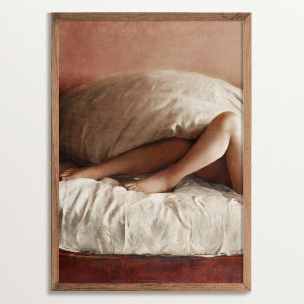 Vintage Portrait Print - Afternoon Nap | Nude Painting Print, Bedroom Wall Art, Altered Art