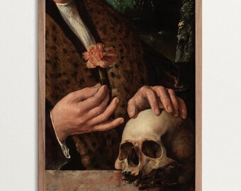 Stampa artistica dark – Arte gotica da parete, Decorazione dark academia, Stampa con teschio