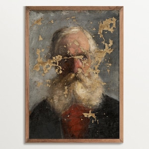 Antiker Portrait Druck – Alter bärtiger Mann | Stimmungsvolles Wandbild, Vintage Portrait eines Mannes