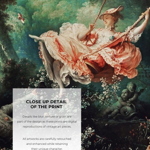Rococo Decor Painting Print - The Swing | Maximalist Decor | Famous Paintings image 6