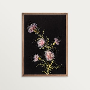 Dark Painting Print – Study of Thistles | Moody Floral Print, Vintage Wall Art, Dark Academia Decor