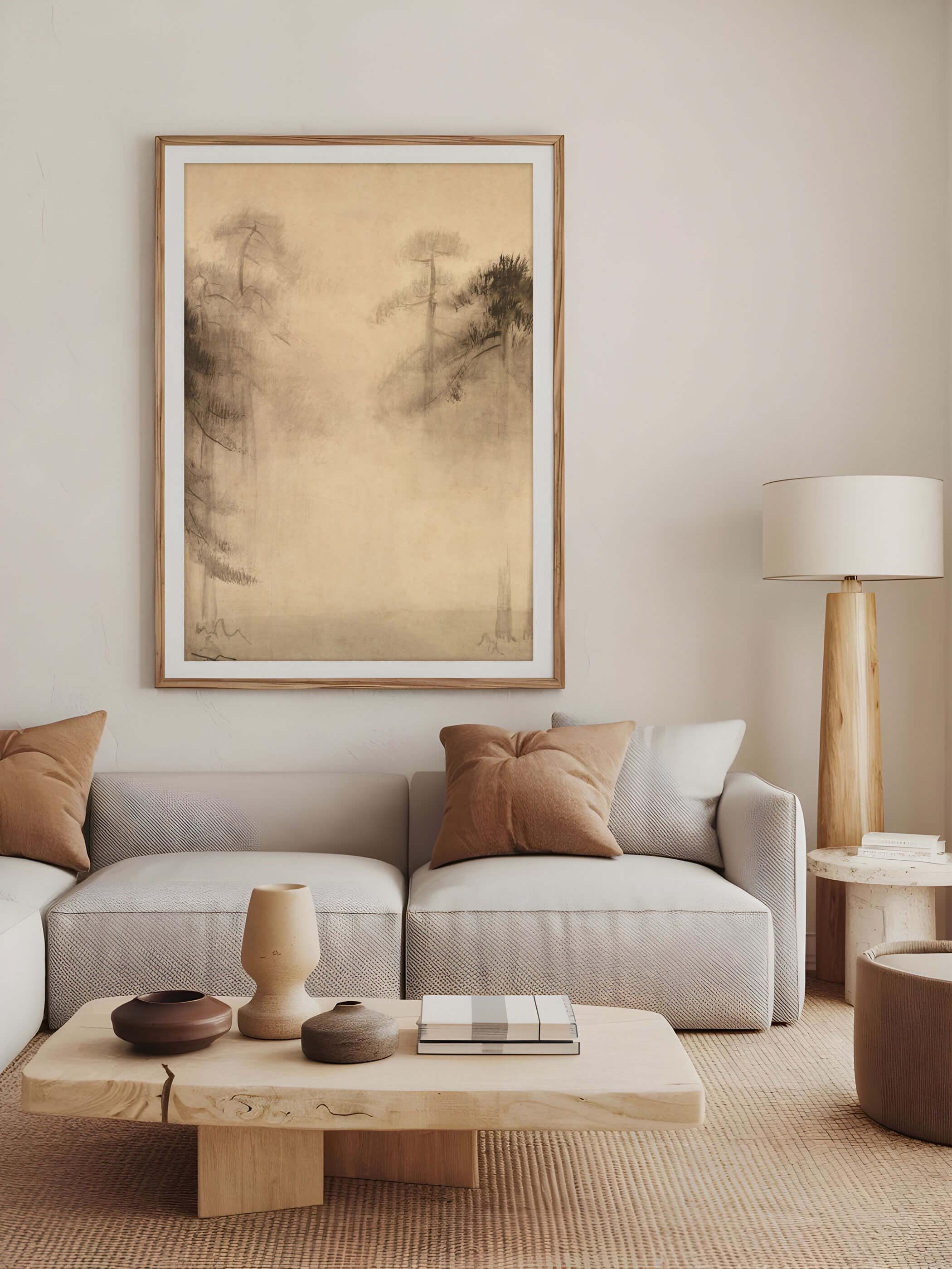 Wabi Sabi Pine Tree Sketch Print – Japandi Minimalist Wall Art, Earth ...
