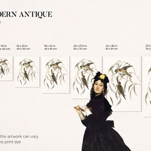 Size guide from Modern Antique Prints with the available size options for the art print.