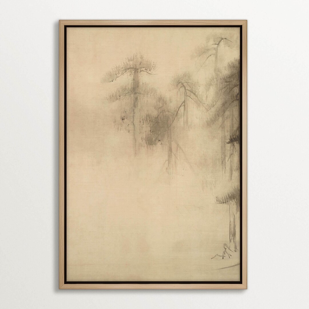 Zen Ink Landscape Canvas Print, Japanese Minimalist Wall Art, Wabi-sabi ...
