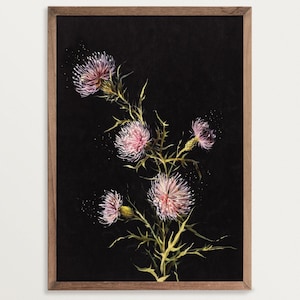 Dark Painting Print – Study of Thistles | Moody Floral Print, Vintage Wall Art, Dark Academia Decor