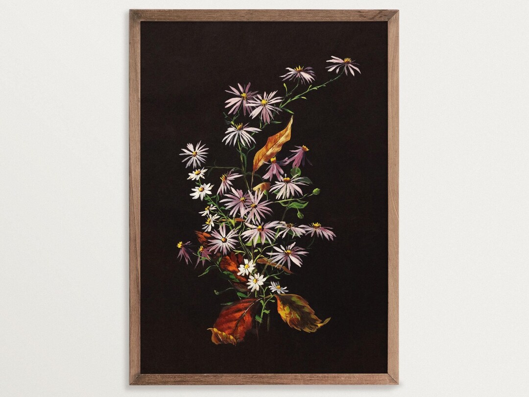 Dark Floral Wall Art - Autumn Bouquet | Moody Floral Print, Vintage ...
