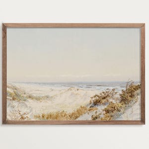 Seascape Painting – Dunes at the Beach | Muted Beach Wall Art | Vintage Neutral Coastal Painting