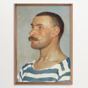 Vintage Portrait Painting Print - A Handsome Man | Male Painting Print, Portrait of a Man