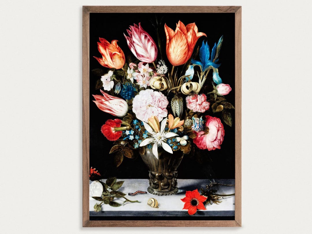 Flowers Still Life | Vintage Oil Painting | Moody Flower Print ...
