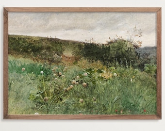 Country Landscape Painting | Farmhouse Decor | Meadow Painting