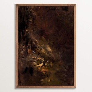 Impresión de arte abstracto oscuro, decoración de pared con un tono melancólico, obra de arte minimalista moderna, arte de pared neutro contemporáneo, regalo para el hogar