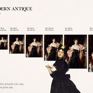 Size guide from Modern Antique Prints with the available size options for the art print.