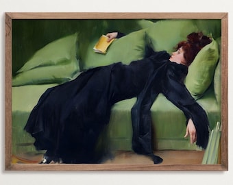 Moody Wall Art - Decadent Young Woman | Victorian Decor, Vintage Portrait Painting Print