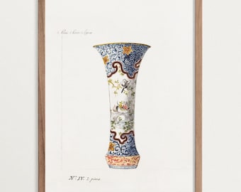Chinoiserie Vase Watercolor Art Print | Chinese Porcelain Decor | Antique Asian Wall Art