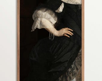 Dark Academia Decor | Victorian Wall Art | Dark Portrait | Surreal Painting Print