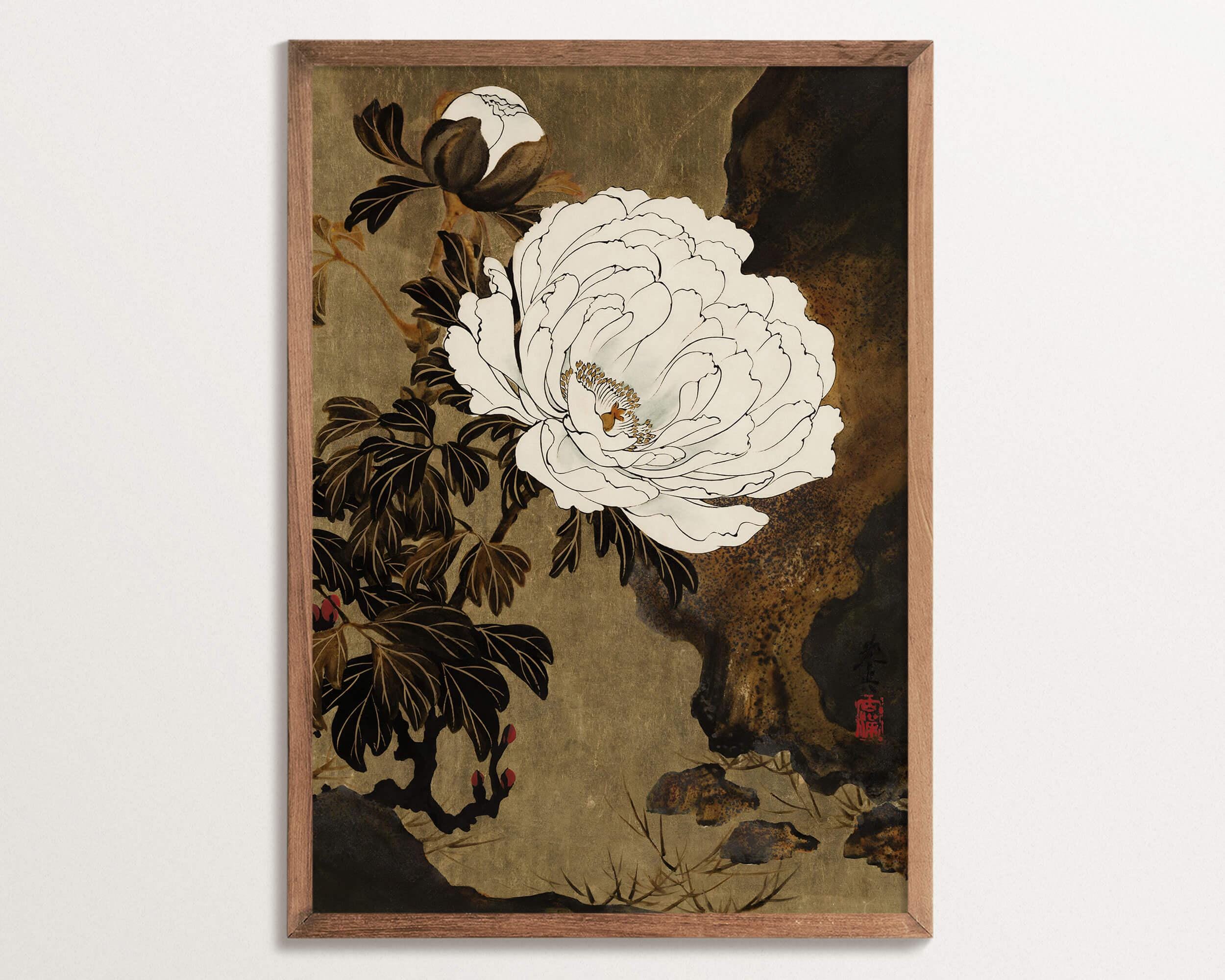 Vintage Chinoiserie Peony Art Print Japanese-inspired Floral Wall Art ...
