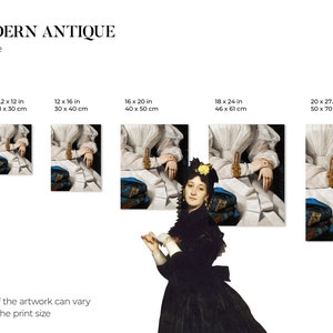 Size guide from Modern Antique Prints with the available size options for the art print.