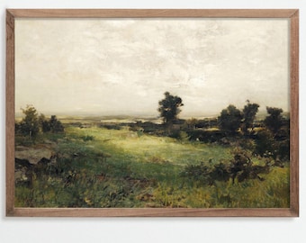Vintage Landscape Art Print, Serene Countryside Scene, Nature Wall Decor, Pastoral Classic Landscape