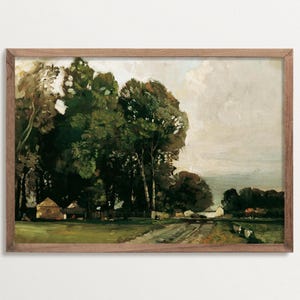 Country Painting Print, Cottagecore Decor, Vintage Landscape Painting