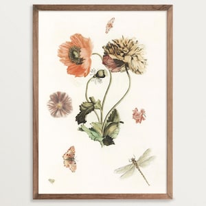 Flowers Still Life Print, Cottagecore Decor, Antique Floral Print, French Country House Decor
