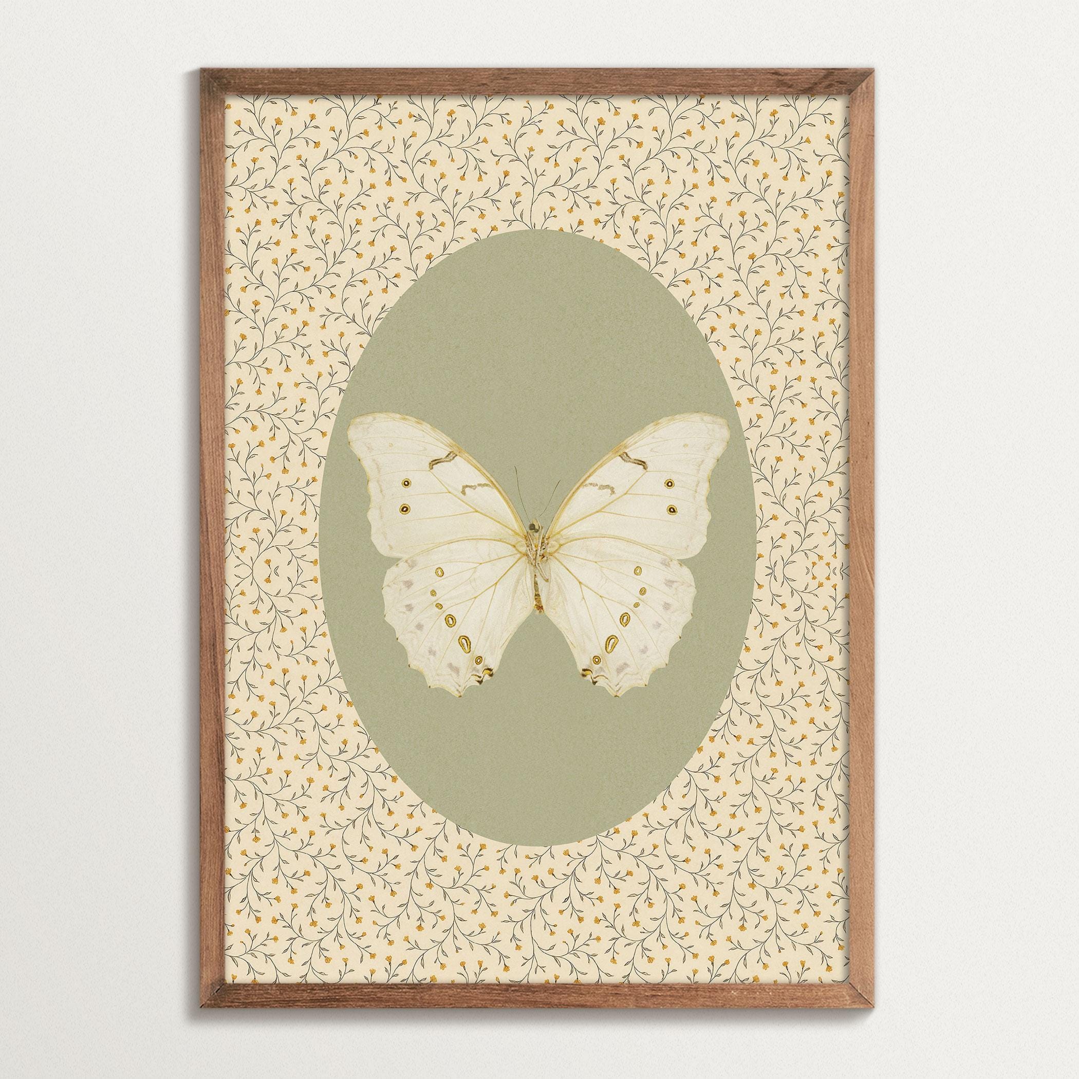 Vintage Butterfly Wall Art Print - Insect Illustration for Cottagecore ...