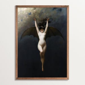 Dark Academia Decor – La Femme Chauve-Souris (The Batwoman) Wall Art, stampa artistica gotica oscura, arredamento macabro, stampa di streghe vintage