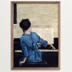 Antique Portrait Print, Piano Art, Victorian Painting Print