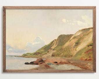 Lámina de paisaje vintage, lámina de pintura de nubes, arte mural de pintura costera,
