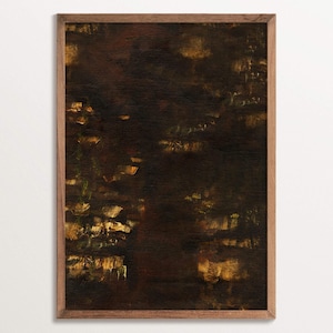 Dark Abstract Art Print, Moody Modern Wall Decor, Gothic Brown Abstract Painting, Neutral Home Decor, Dramatic Minimalist Art Gift