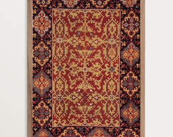 Estampado de alfombra vintage – Alfombra ornamental de lotería / Estampado de tela / Decoración bohemia para el hogar
