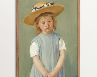 メアリー・カサット - 麦わら帽子をかぶった子供（印刷可能） | 19世紀