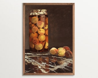 Kitchen Art Print, Vintage Fruit Still Life Painting, France Cottagecore decor