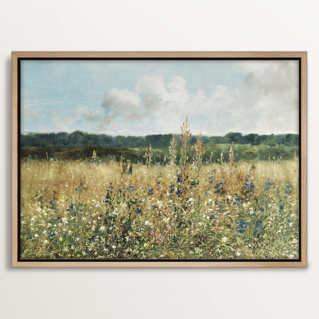 Wildflower Meadow Canvas Print – Framed Landscape Wall Art, Large ...