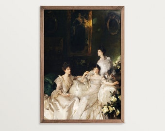 Moody Wall Art Print - The Sisters | Victorian Portrait Print | Maximalist Decor | Antique Portrait Wall Art