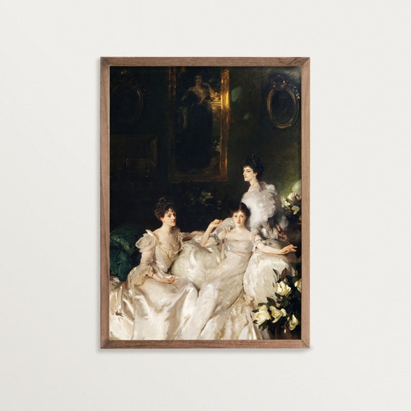 Moody Wall Art Print - The Sisters | Victorian Portrait Print | Maximalist Decor | Antique Portrait Wall Art