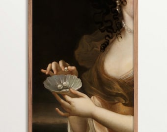 Moody Portrait Print - Baroque Pearls | Surreal Wall Art | Altered Art | Modern Antique Prints