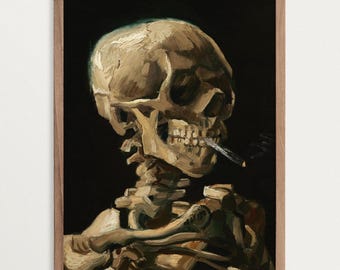 ダークアートプリント - メメント・モリ | ゴシックルーム装飾、骸骨ウォールアート、ダークアカデミア装飾