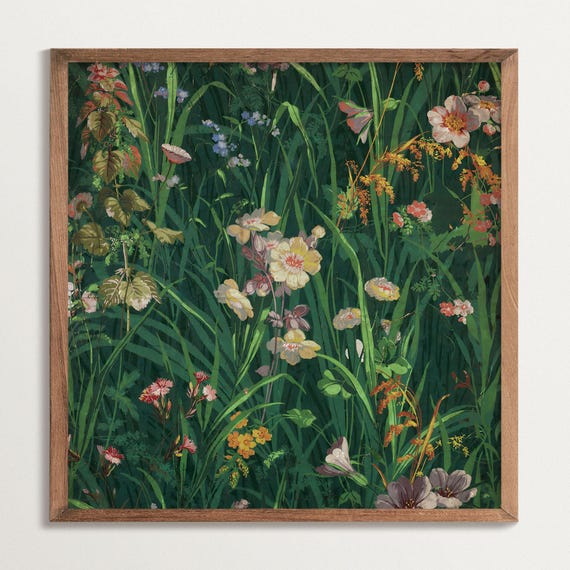 Square Wildflower Meadow Wall Art – Antique Botanical Flower Print, Vintage Floral Poster, Cottagecore Nature Decor