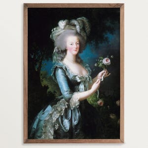 Rococo Art Print - Marie Antoinette with a Rose | Maximalist Decor | Antique Portrait Painting
