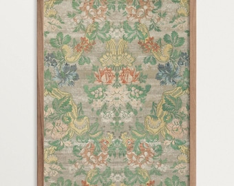Stampa artistica floreale vintage su tessuto – Decorazione murale in stile XVIII secolo