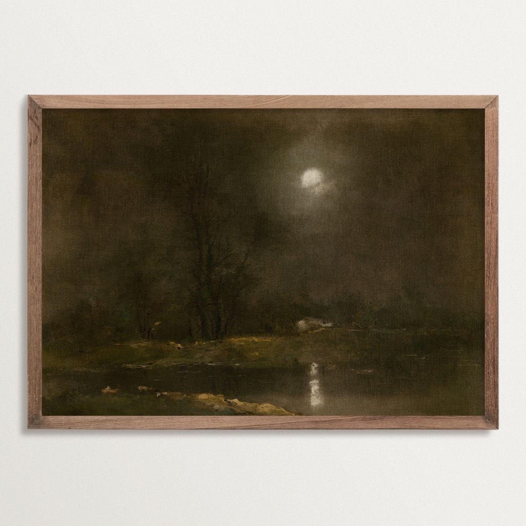 Moody Night Landscape Art Print – Dark Academia Wall Decor With Moonlit ...