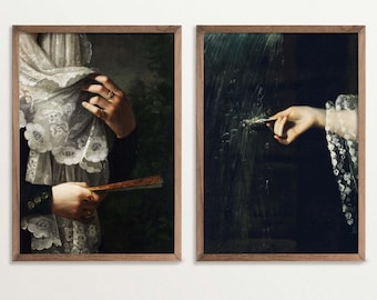 Dark Academia Set of Two Prints | Victorian Art, Moody Wall Art, Vintage Style Home Decor