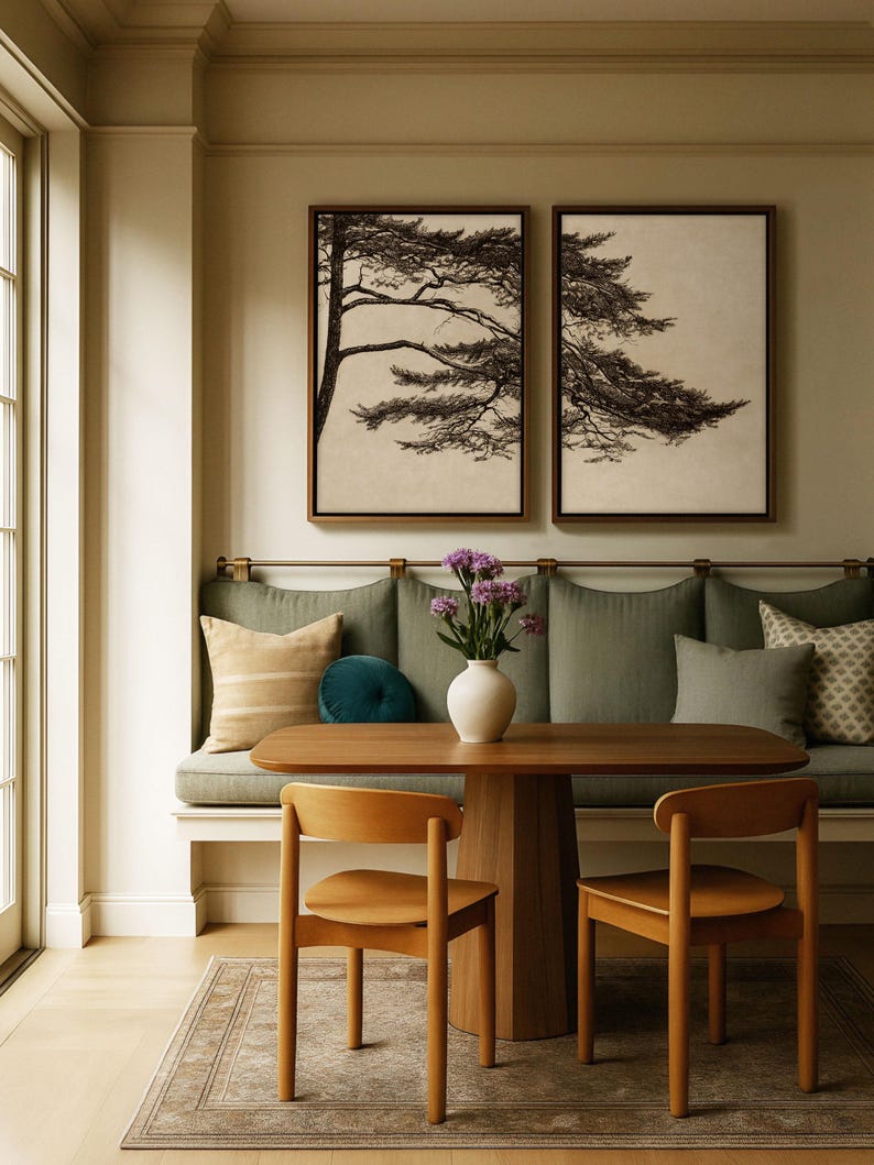 Wabi Sabi Pine Tree Canvas Set of 2 – Japandi Minimalist Landscape Wall ...
