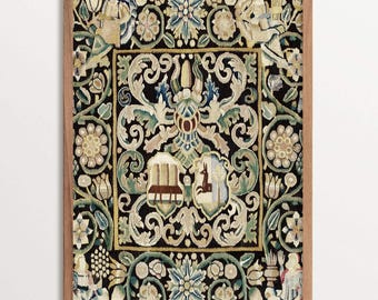 Stampa artistica vintage su tessuto per parete – Stemma floreale