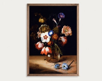 Dark Flower Print | Dutch Flower Painting | Dark Academia Prints | Moody Wall Art