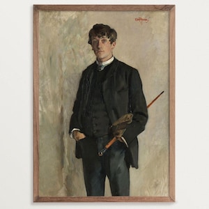 Grabado de retrato masculino - Kalle / Pintura de retrato antigua / Light Academia