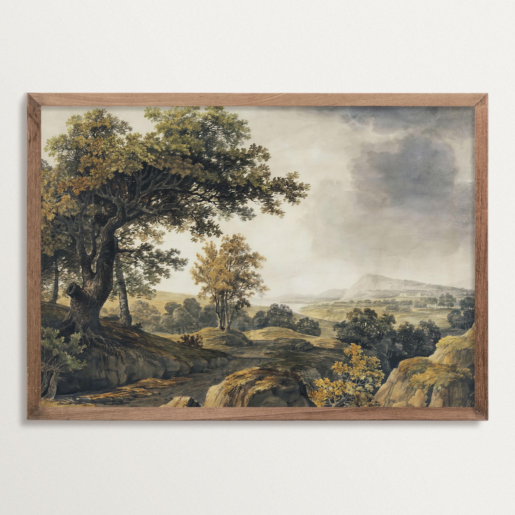 Vintage Countryside Landscape Wall Art – Antique Woodland Print, Rustic ...